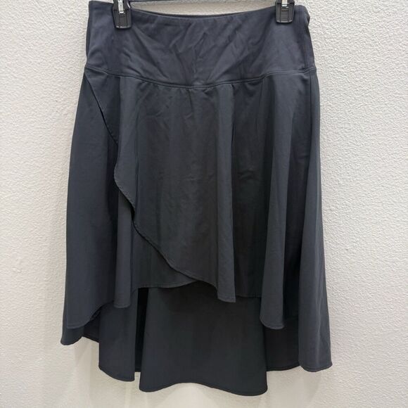 Womens Black Skirt Size Large Workout  Festival Gym Walking Hi-LO Ruffle - Picture 1 of 5